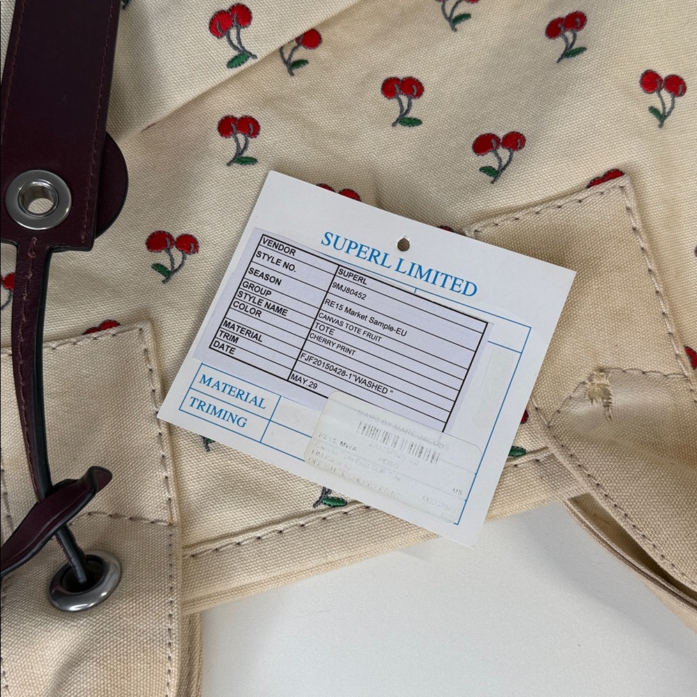 Marc by Marc Jacobs Embroidered Fruit Canvas Tote in Off White Cherry Print - Picture 4 of 12